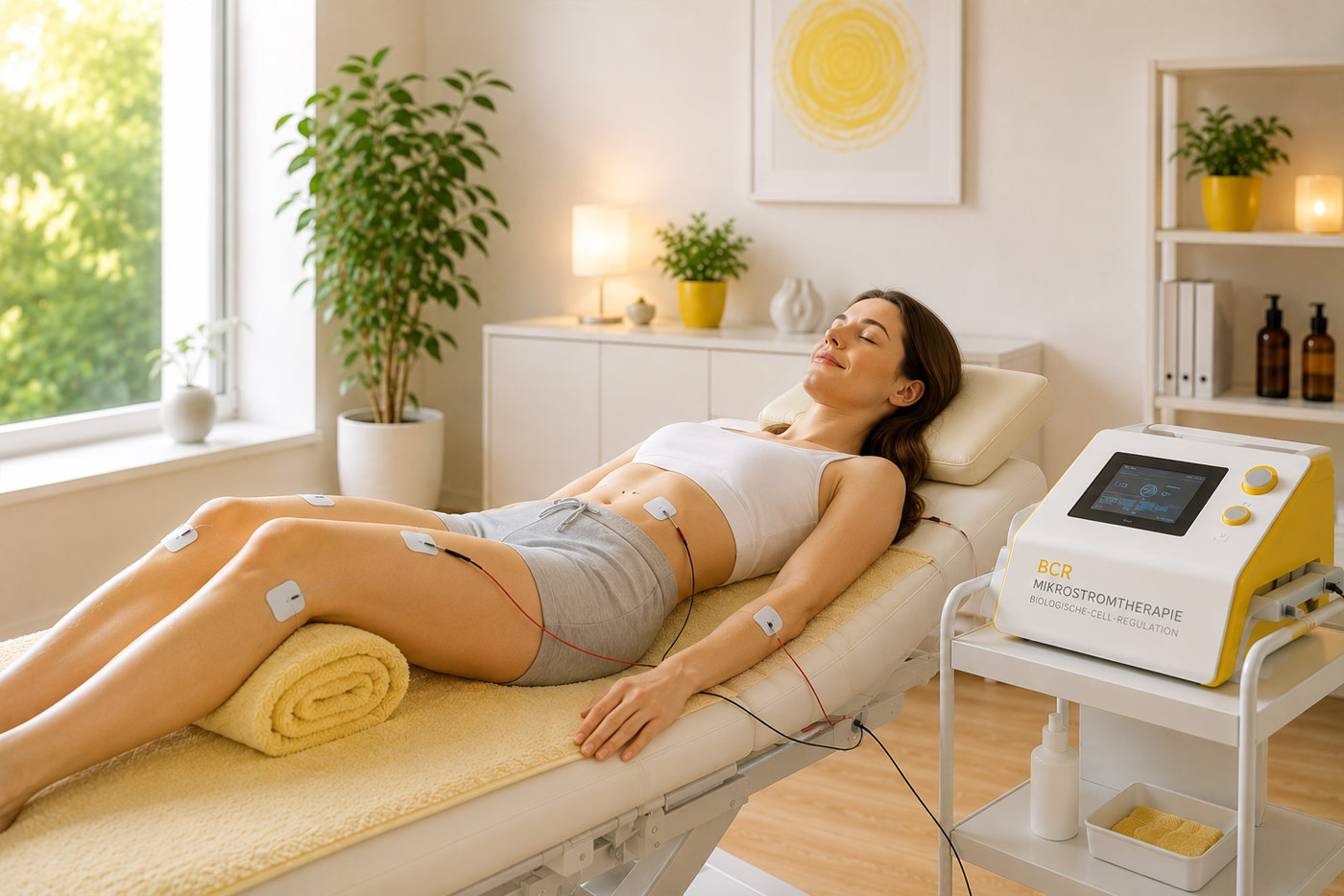 Mikrostrom-Therapie<br />
Bioresonanz mit schwachen Stromimpulsen – fördert Zellregeneration und Heilung.